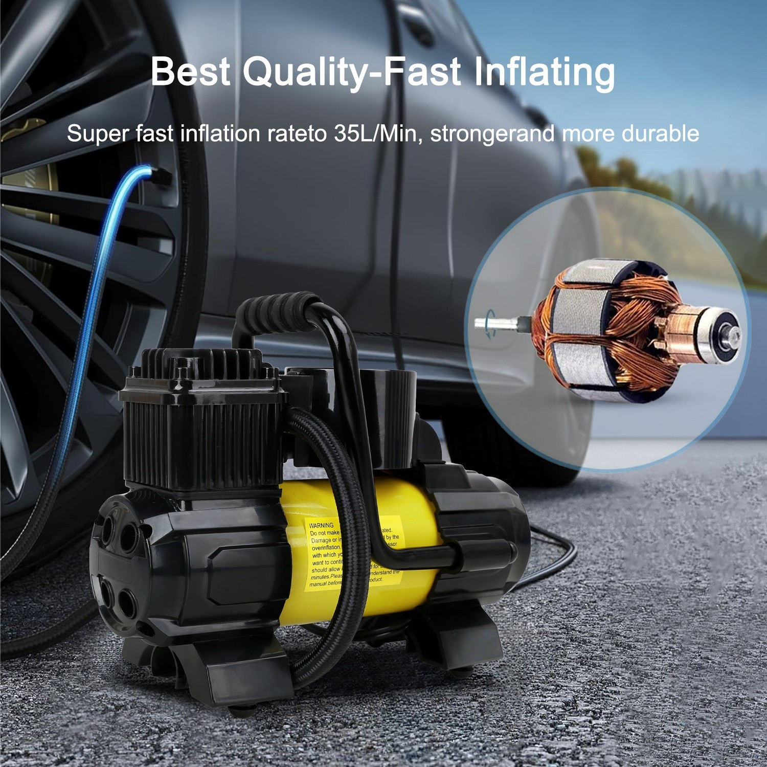 Heavy Duty 12V Portable 150PSI Car Tyre Auto Tire Inflator Pump Air Compressor