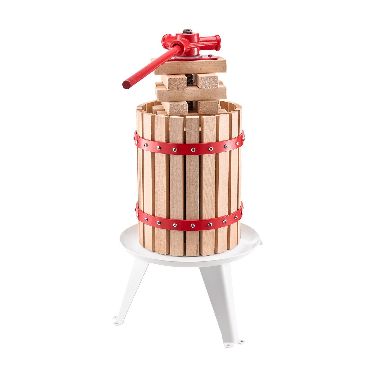1.6 Gal Fruit Wine Press, Solid Wood Basket, Manual Juice Maker for Cider Apple