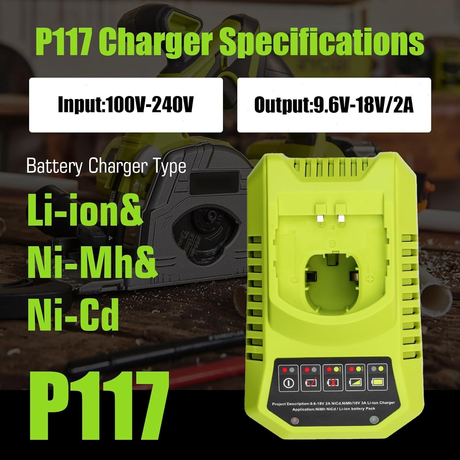 2PACK 2.0Ah For RYOBI 18V Battery /Charger One Plus High Capacity P109 Lithium