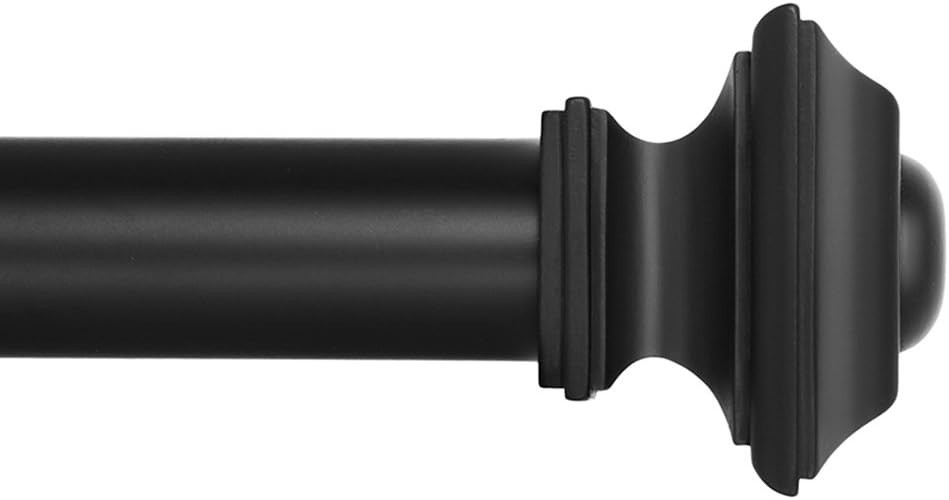 IVILON DRAPERY ROD (Set 41cm- 71cm/16in- 28in) Diameter1-1/8 Black Finish.