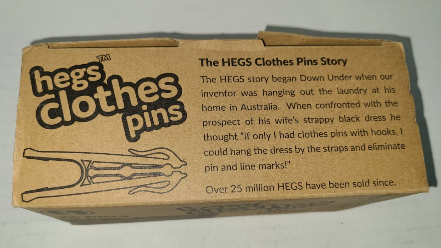Hegs Clothes Pins With Hooks Assorted Colors 24 Count Plastic and Metal