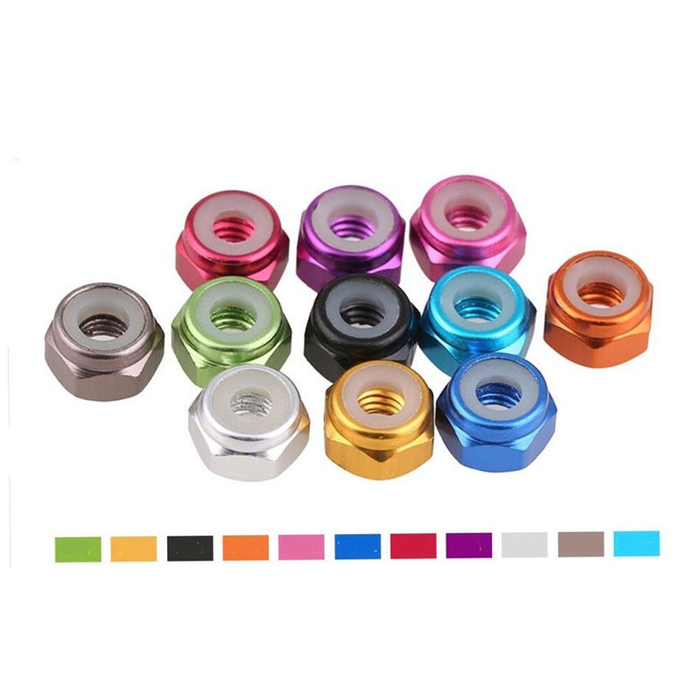 10~100x M2 M3 M4 M5 Nylon Insert Self-Lock Nuts Hex Lock Nut Aluminum CNC Nuts