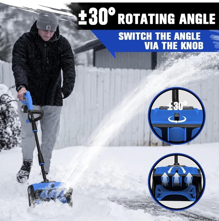 40V Cordless Snow Shovel, 13 Inch, 4.0Ah Electric Snow Blower, Blue