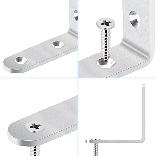20-Pack Stainless Steel Corner Brace L Brackets with Screws for Wood Furniture