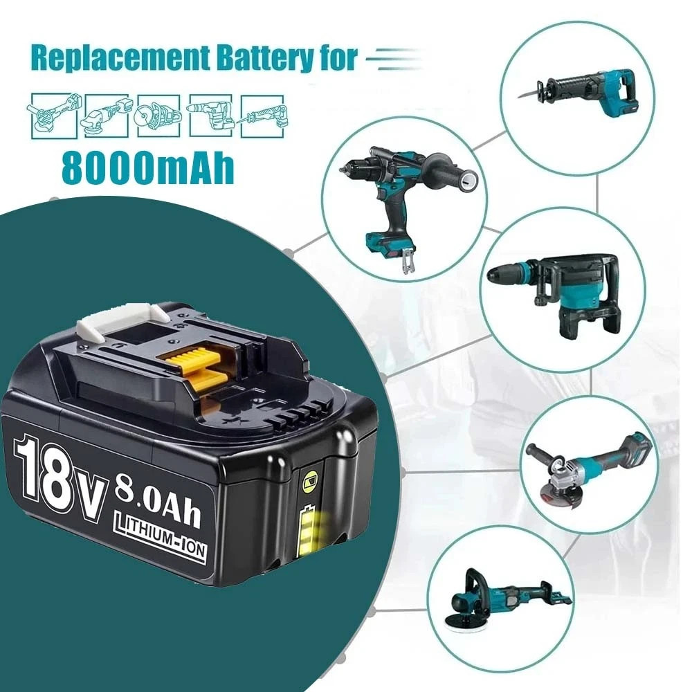 2Pack BL1860B 8.0AH For Makita 18V Battery Li-Ion BL1830 BL1850 BL1840 LXT Tools