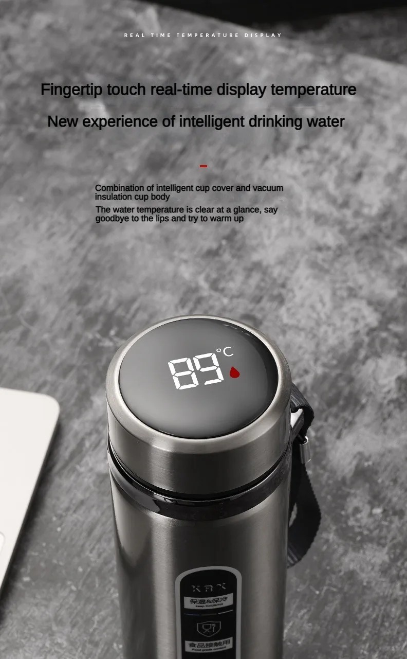 LED Temperature Display Thermos Bottle Stainless Steel Vacuum Flask Portable