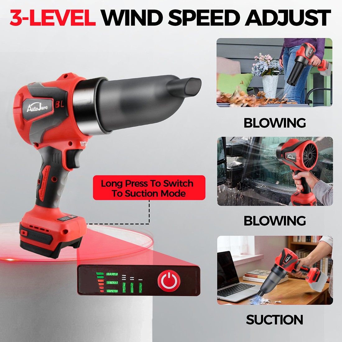 Cordless Leaf Blower for Milwaukee 18V Battery 2in1 Electric Leaf Blower&Vacuum