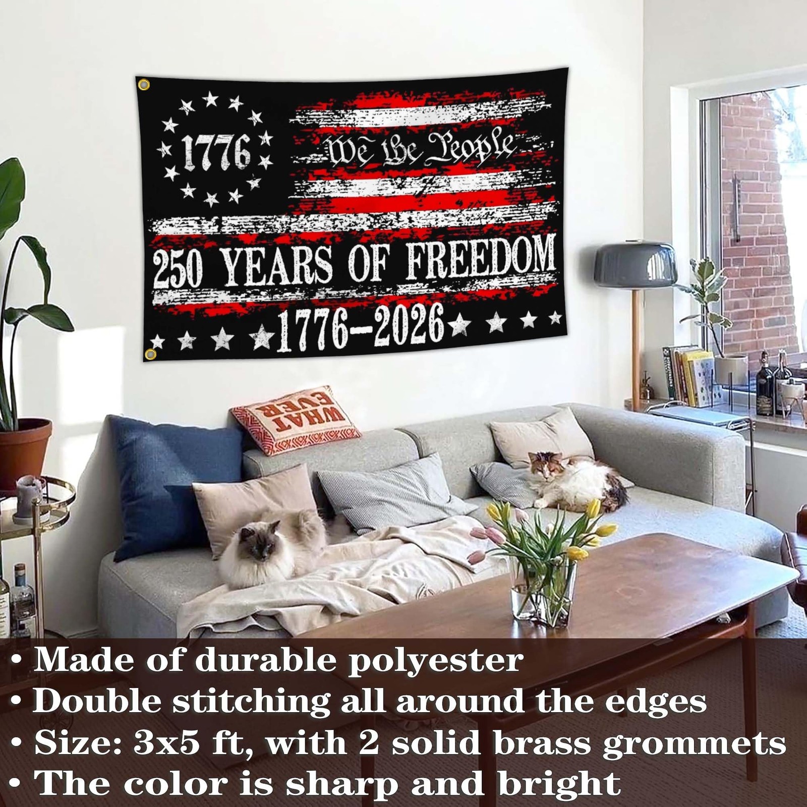 3Ply 250 Years American Anniversary Flag Betsy Ross 250th Anniversary USA Fla…
