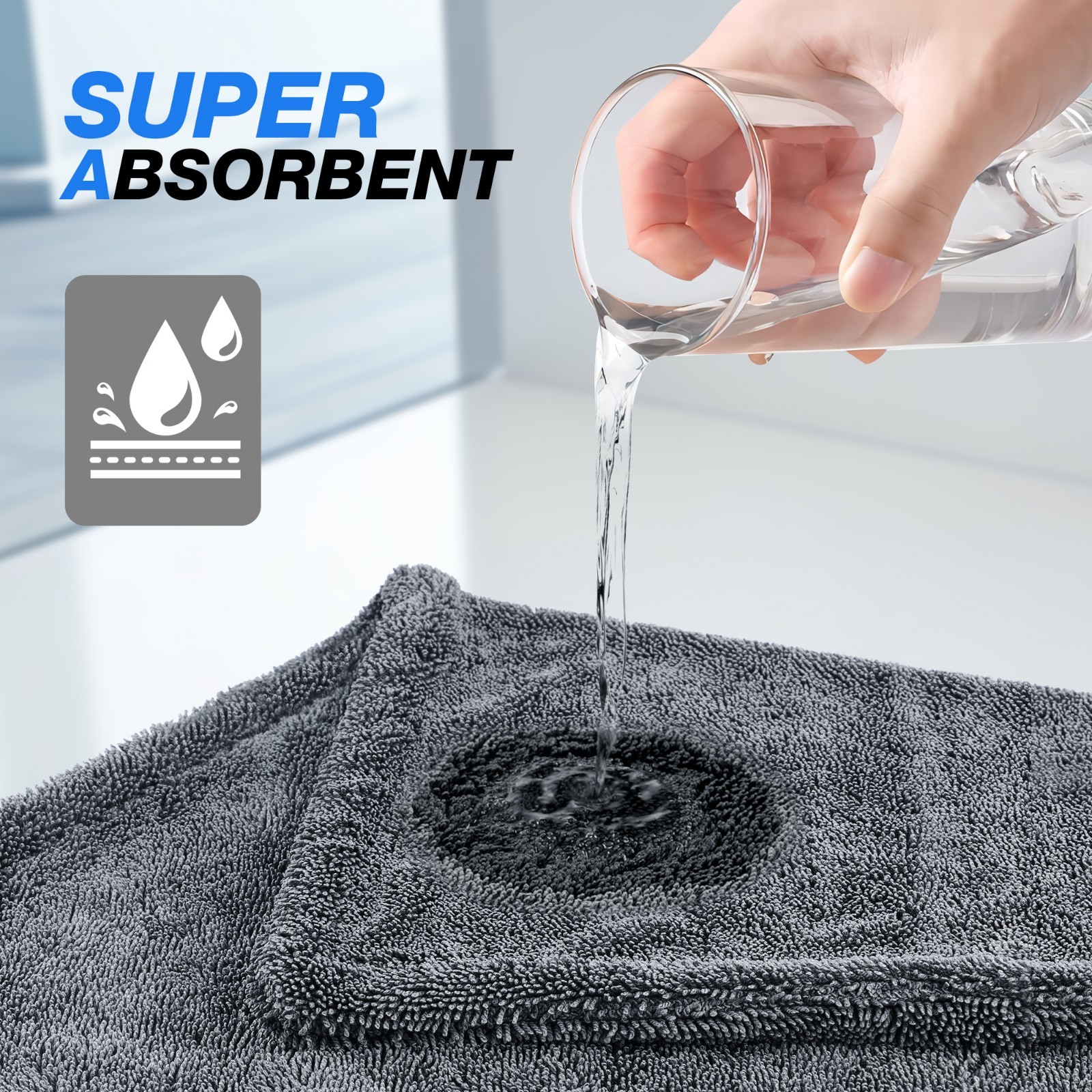 Water Absorbing Car Wash Microfiber Drying Towel Twisted Loop 24 x 36″ 1500GSM