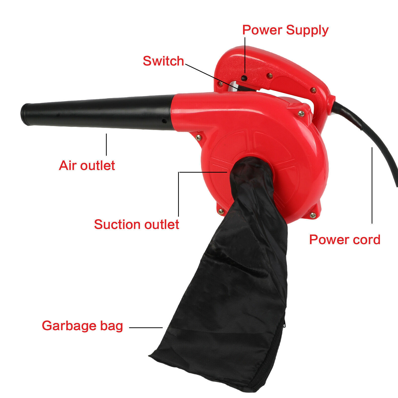1000W Corded Electric Leaf Blower2-In-1 Handheld Lightweight Sweeper/vacuum110V