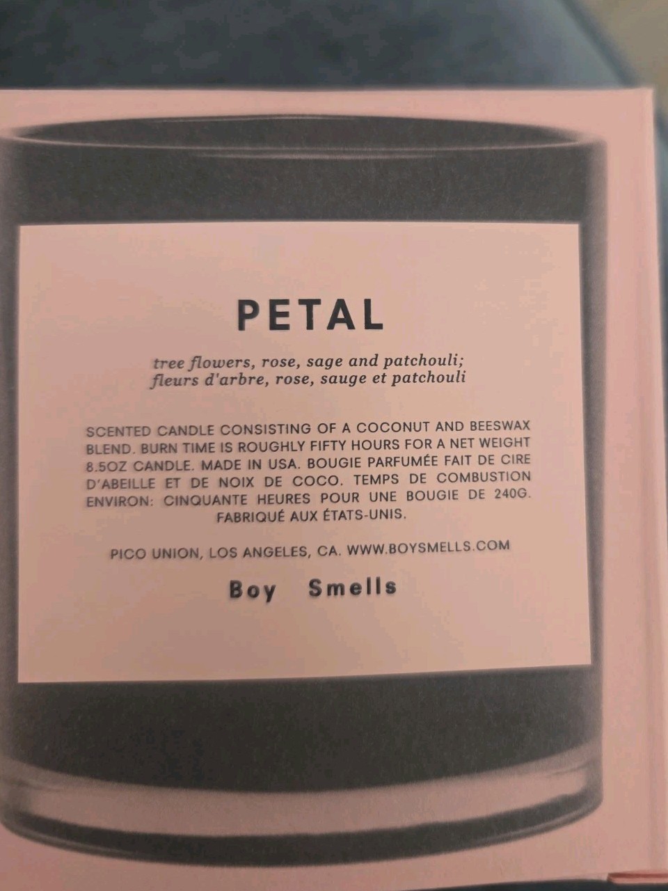 NIB Boy Smells PETAL 8.5 oz Scented Candle NEW IN BOX approx 50 Hour Burn