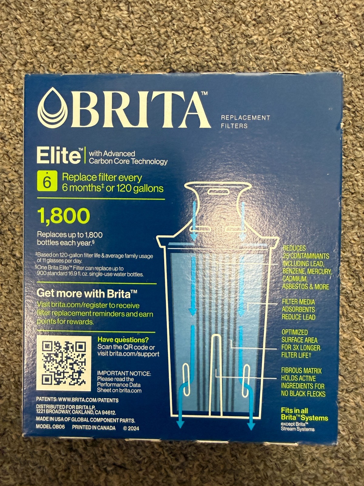 Brita Elite Replacement Water Filter for Pitchers and Dispensers, 2 Pack, Sealed