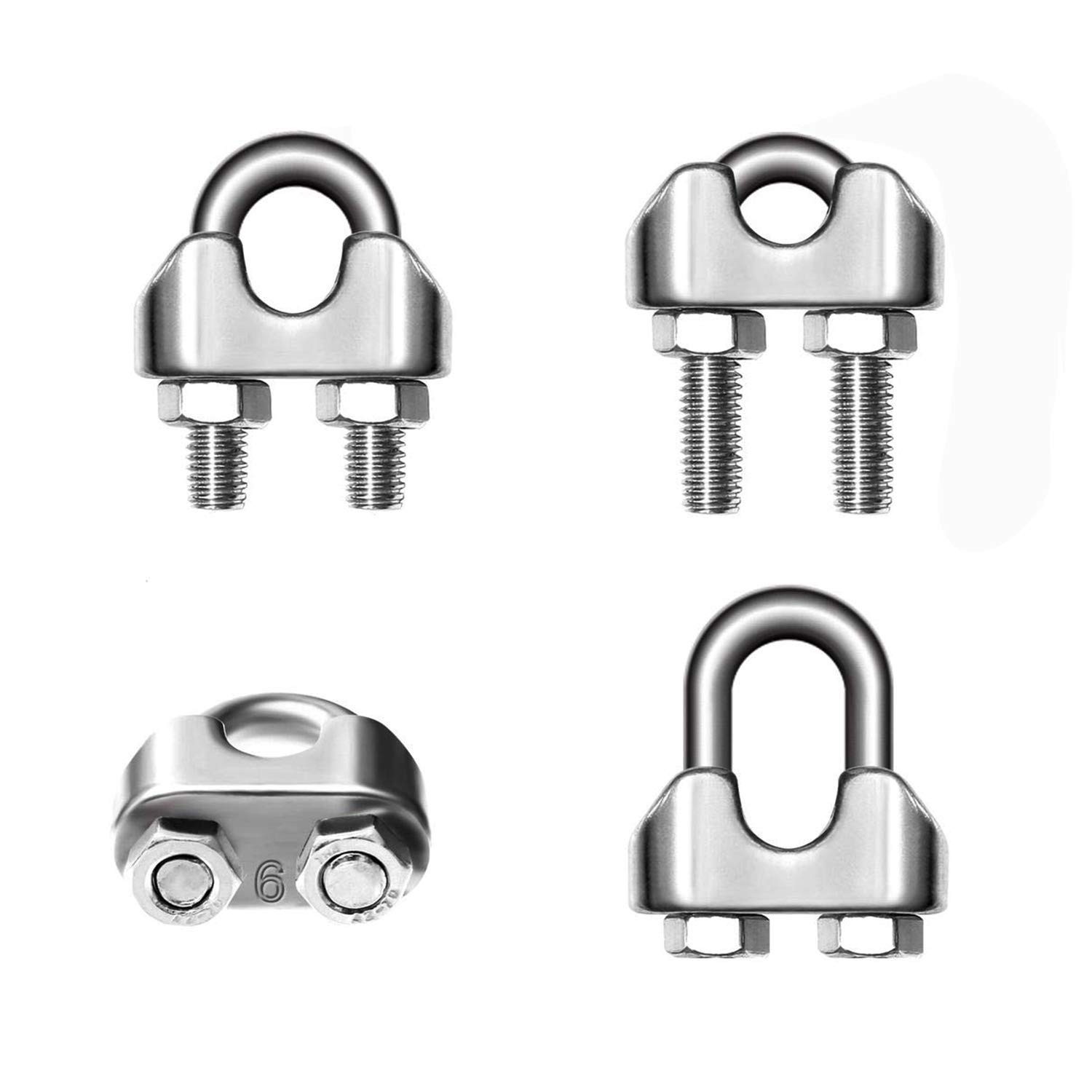1/4 Inch 6mm Wire Rope Clamps Clip 304 Stainless Steel Cable Clip Fastener 12…