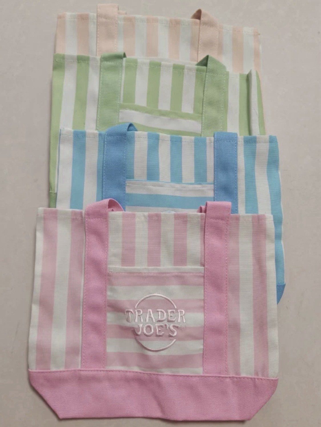 Set of 4 Trader Joe’s Limited Edition 2026 Drop Mini Stripe Canvas Tote Bag NEW
