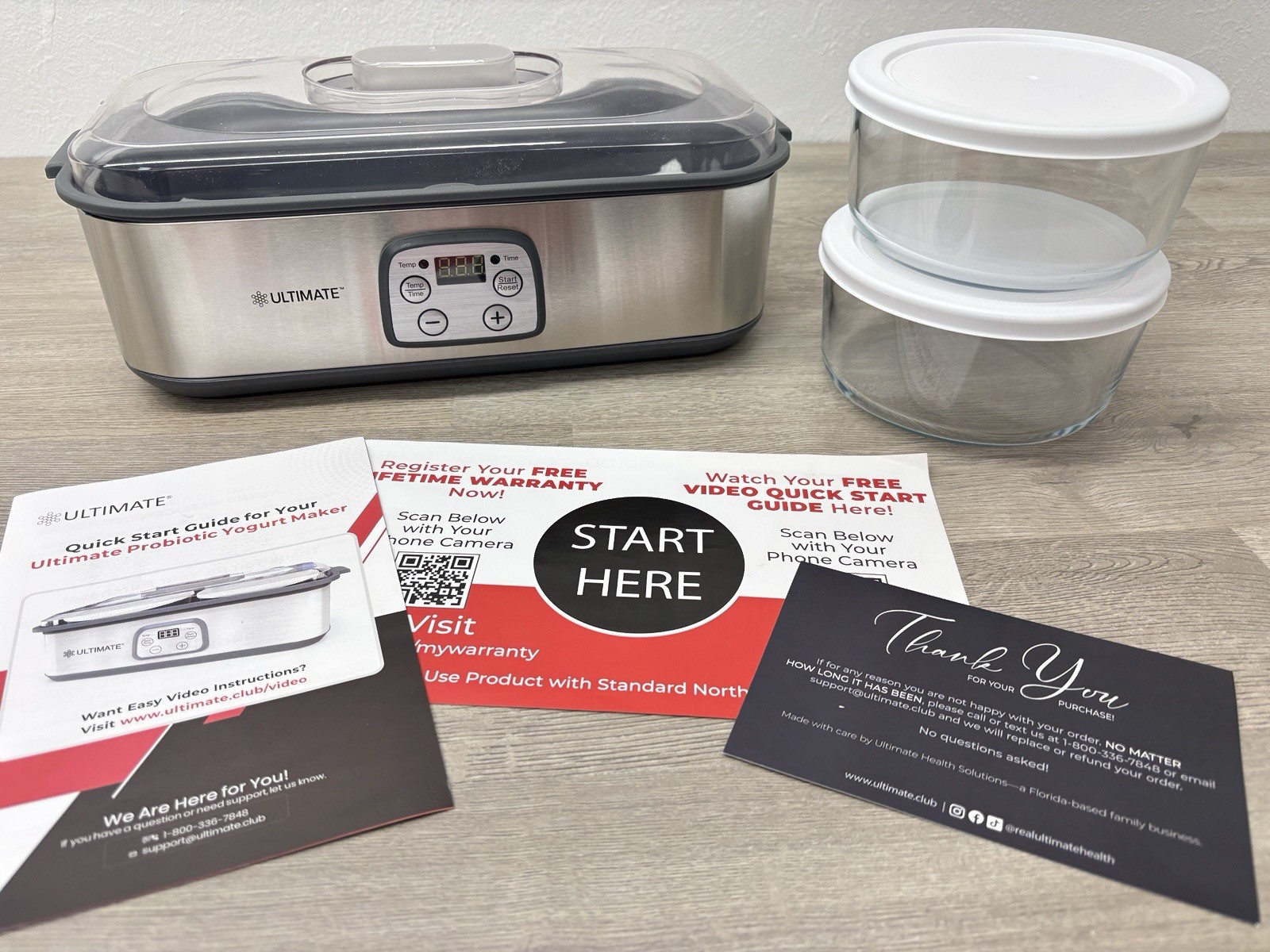 Ultimate Probiotic Yogurt Maker with Adjustable Temperature & Time (2 bowls)