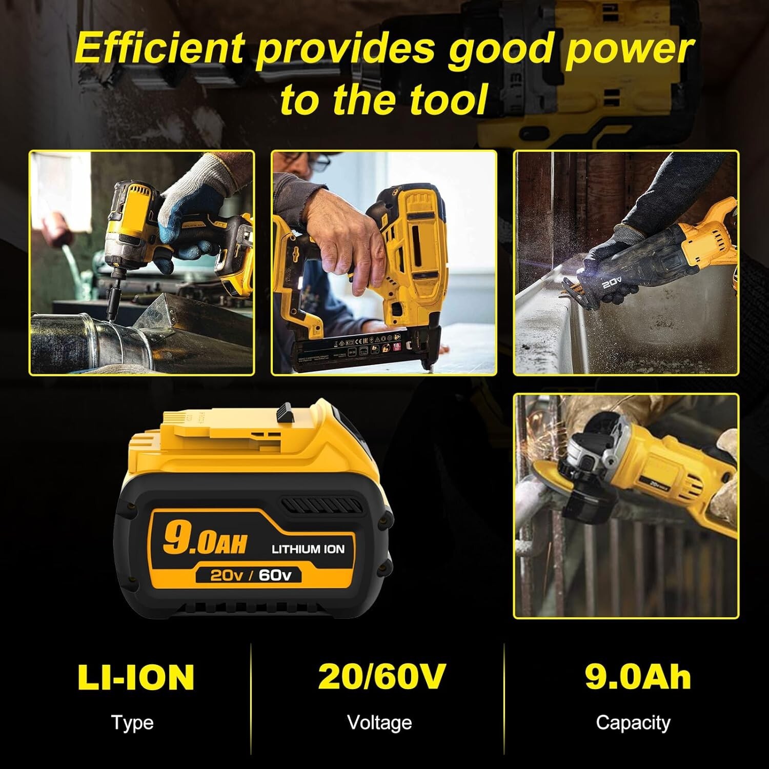 2Pack 9.0Ah for DeWalt FLEXVOLT 20V/60V MAX Battery Lithium-ion DCB609 &Charger