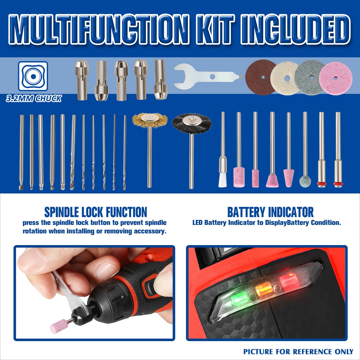 DNA Motoring 12V Electric Mini Grinder Set Grinding Polishing Drilling Tool Red