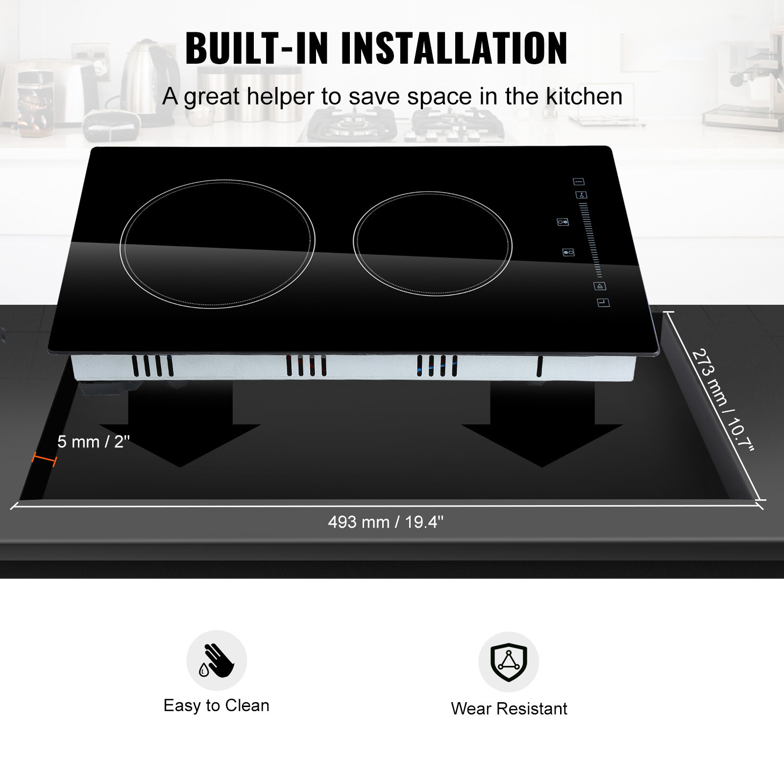 VEVOR 12″ Built-in Electric Cooktop Radiant Ceramic Cooktop 2 Burners 110V