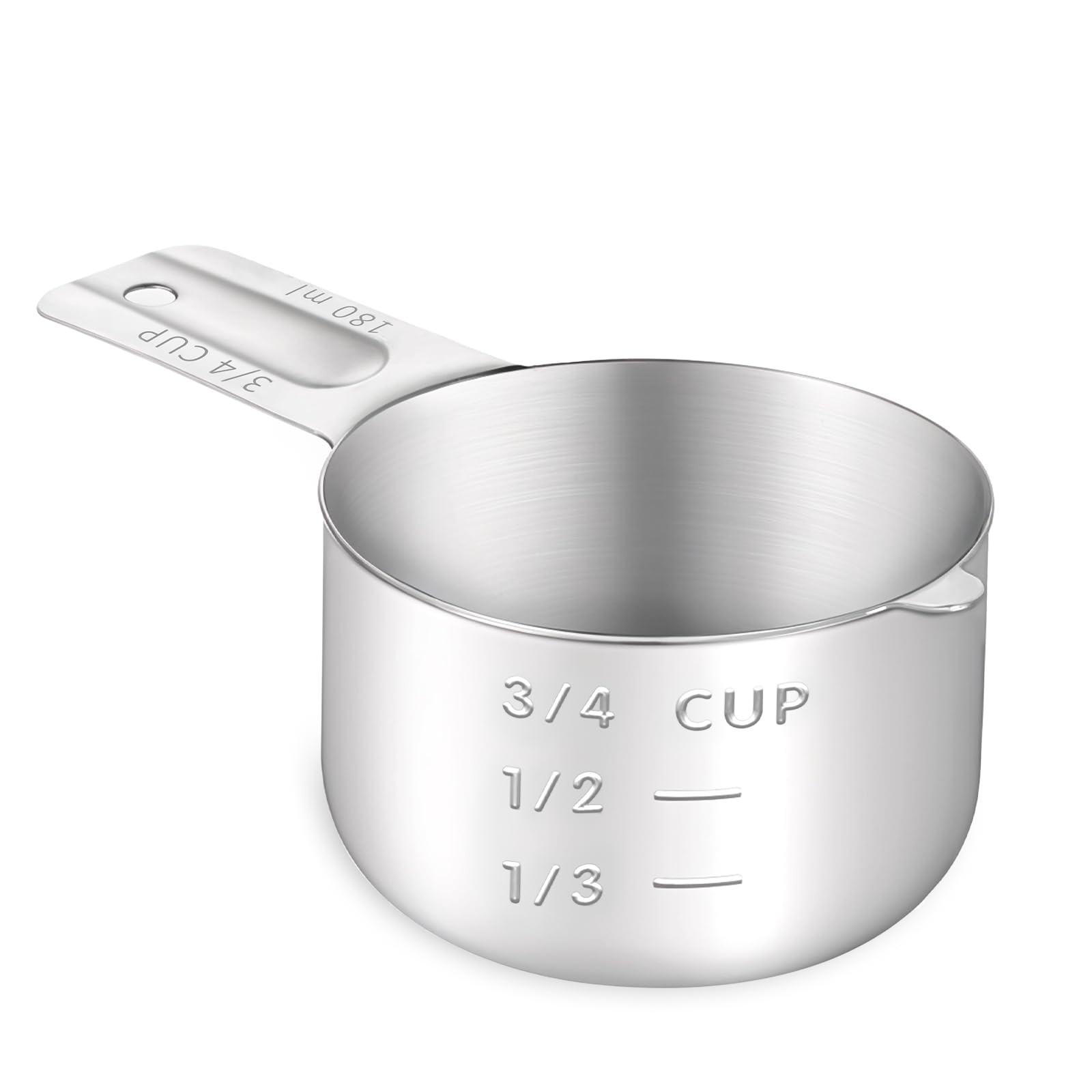 3/4 Cup (180ml, 6oz) Stainless Steel Measuring 15 cm x 19 x 5 cm, Silver