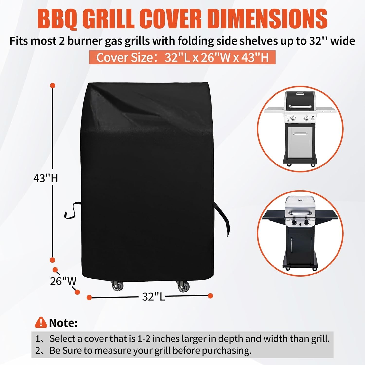 iCOVER 30in Lightweight BBQ Grill Cover for Two Burner Small Vertical Smoker