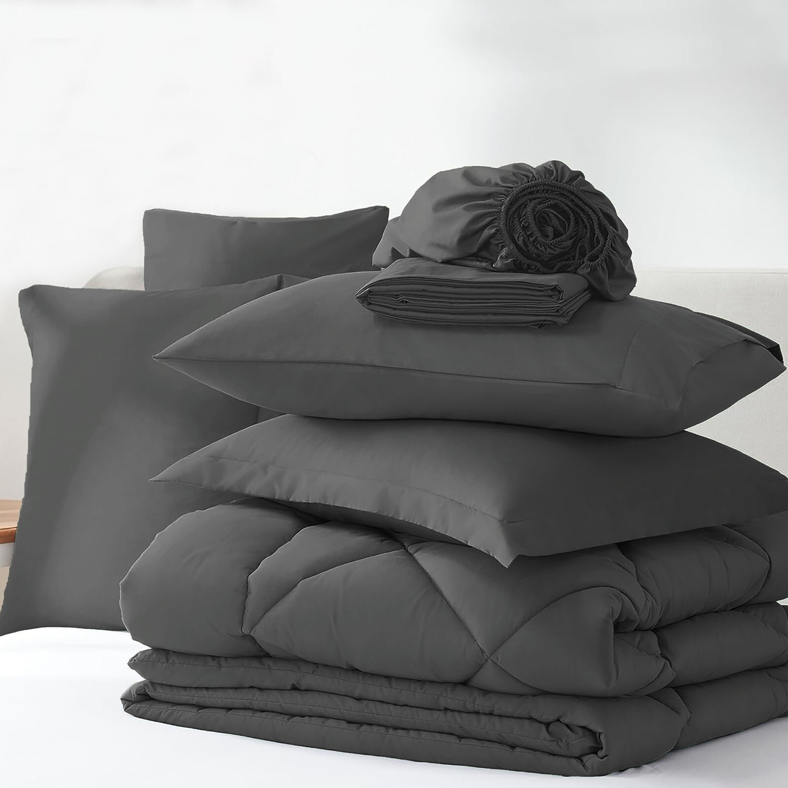 7 Piece Bed in a Bag Microfiber Comforter Set Twin/Queen/King Size Quilt Bedding