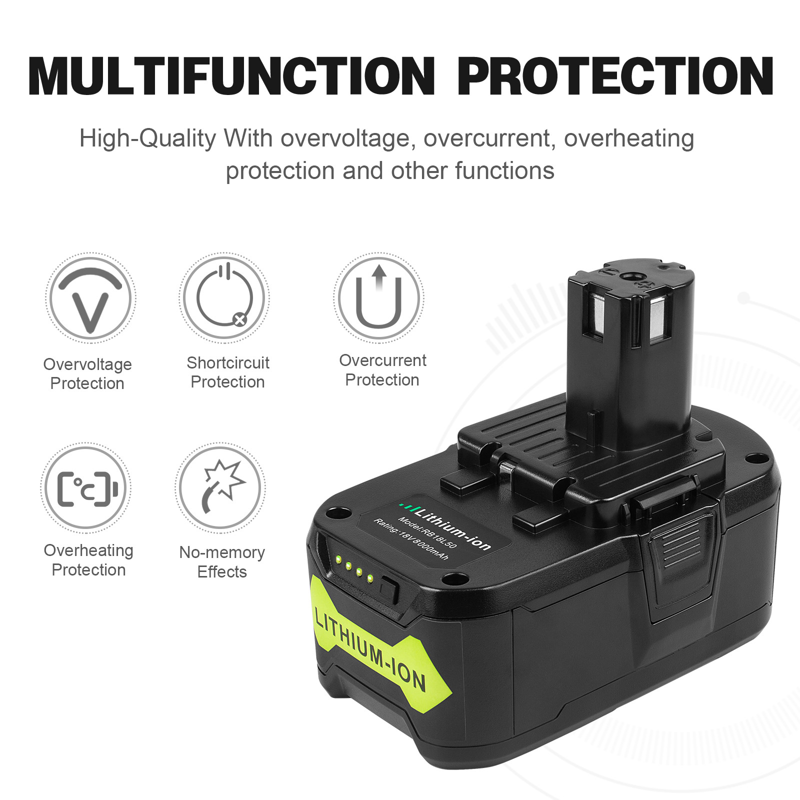 12.0Ah 8.0Ah Battery For RYOBI 18V High Capacity Li-Ion One+ Plus 18/40V Charger