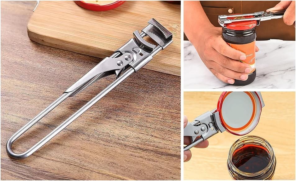 Adjustable Jar Lid Opener Stainless Steel Can Opener for Weak Hands Kitchen