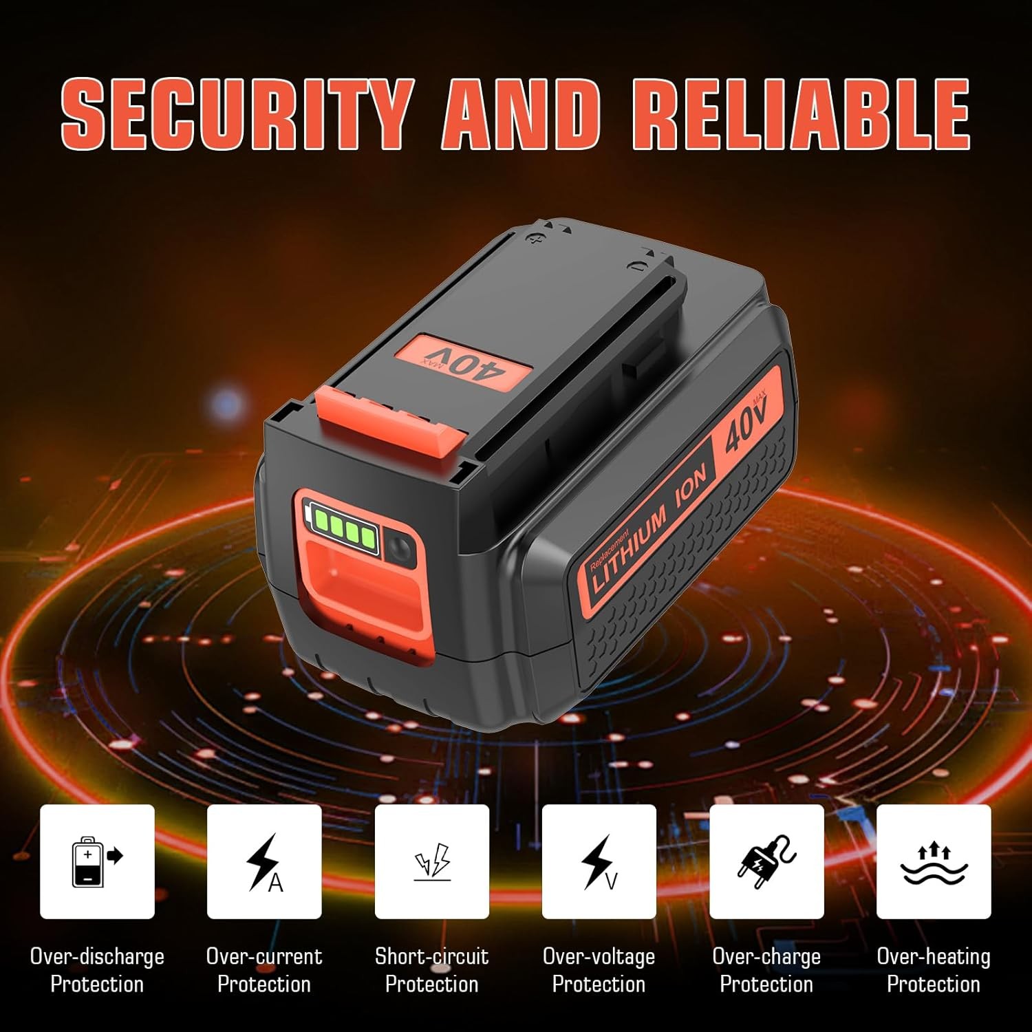 For Black Decker 40Volt 40V Max Li-ion 5.0Ah Battery LBX2040 LBXR36 LST136