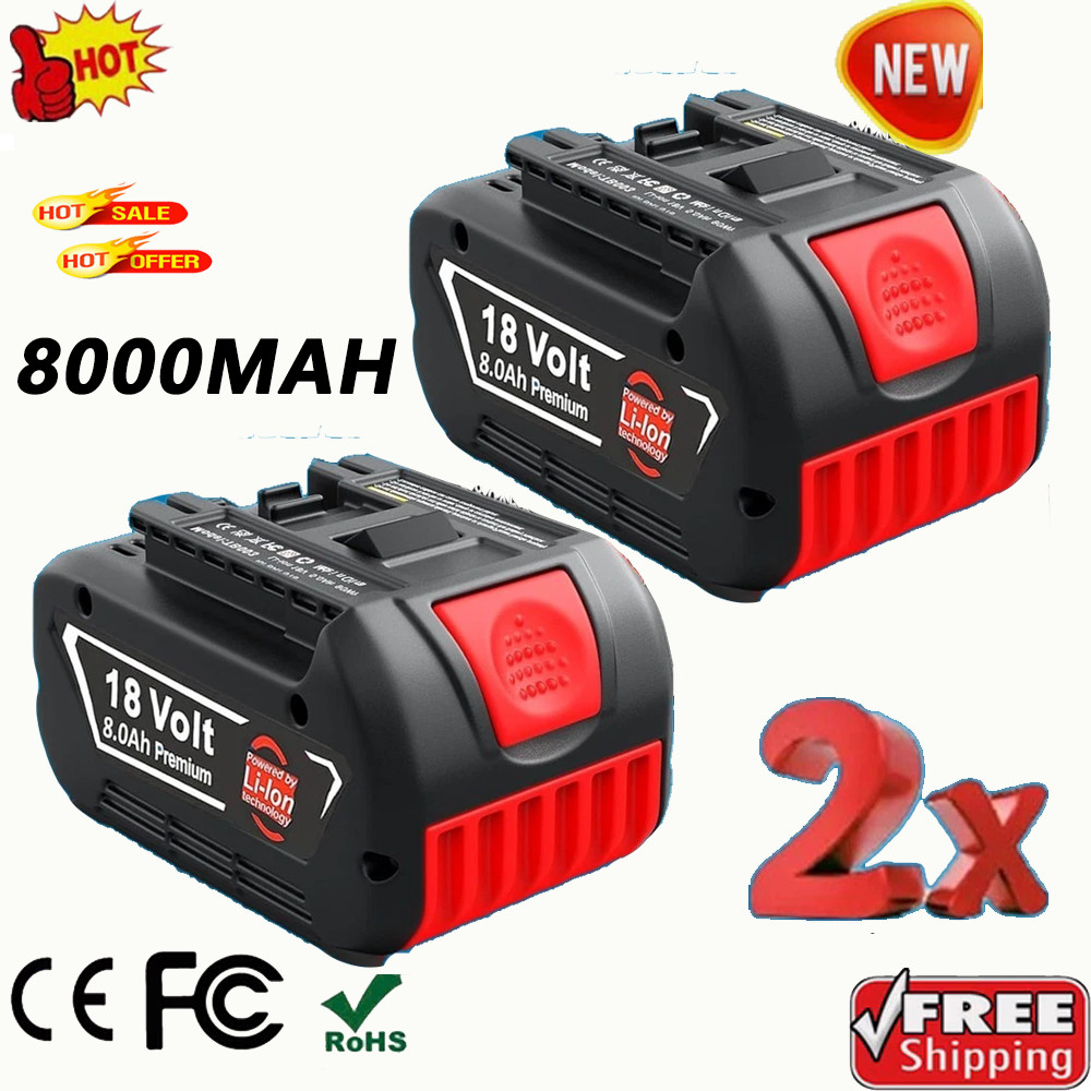 2PACK 18V Battery For Bosch 18 VOLT 8.0AH Li-ion BAT609 BAT610G BAT618 24618-01