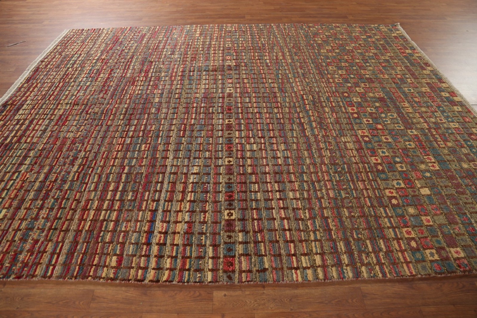 Checkered Moroccan Modern Area Rug 8×10 Hand-knotted Wool Oriental for Any Room