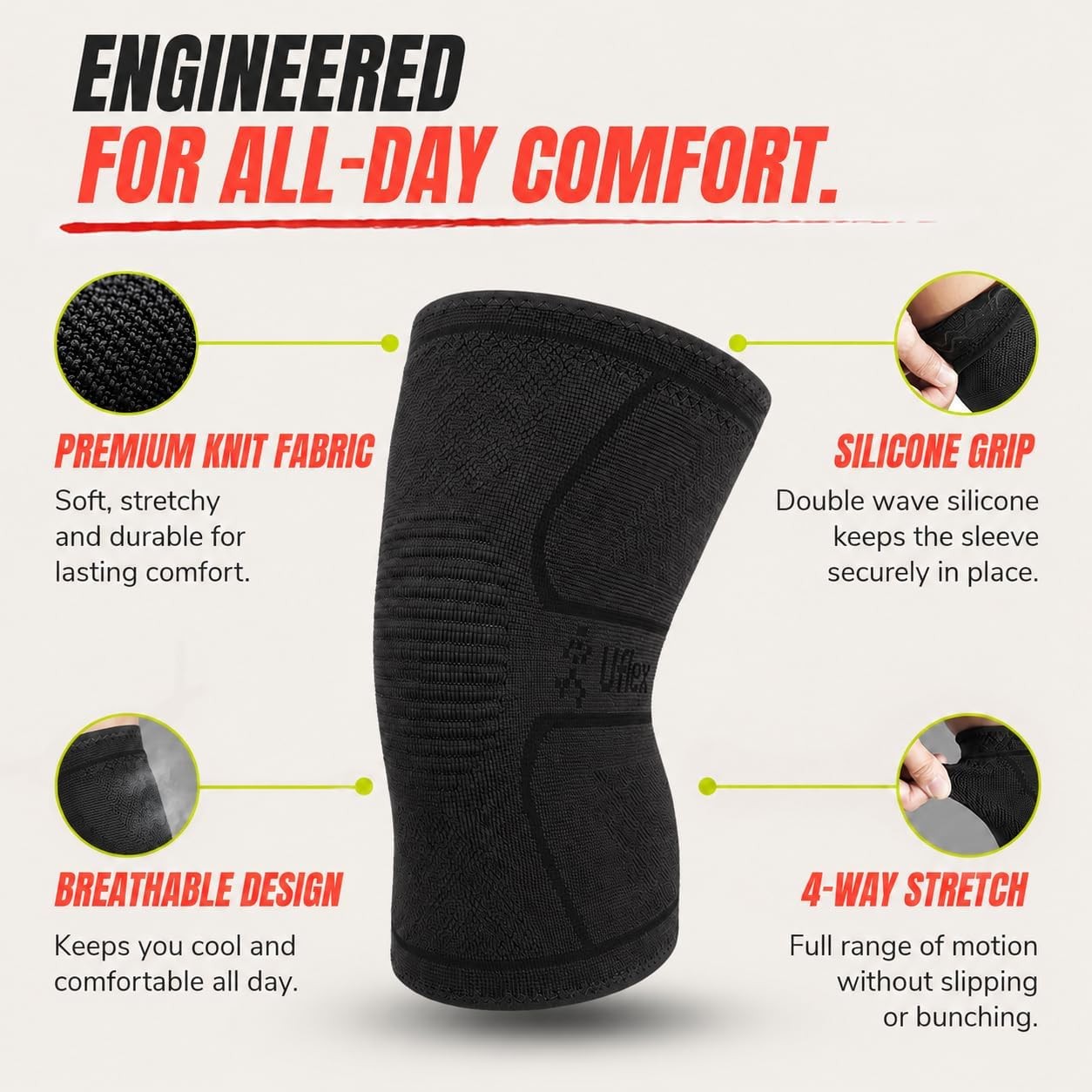 Knee Brace for Men and Women Knee Compression Sleeve Knee Support Wraps for…