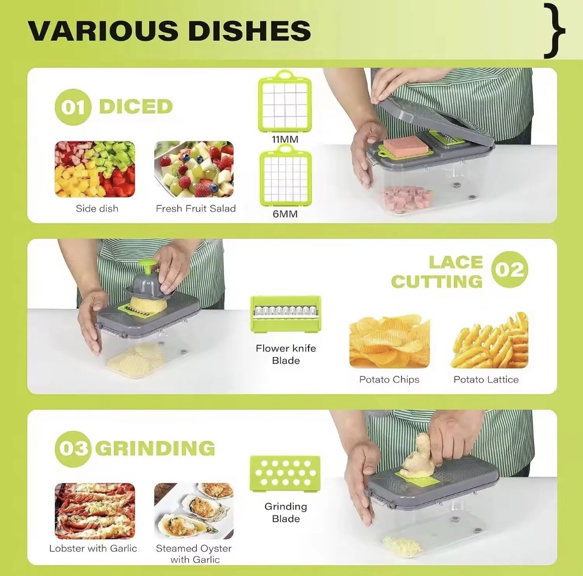 22 In 1 Vegetable Fruit Chopper and Slicer,Kitchen Food Cutter and Dicer/US