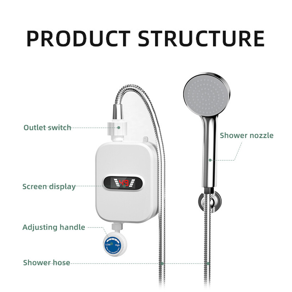 110V 3500W Tankless Hot Water Heater Shower Electric Portable Instant Boiler