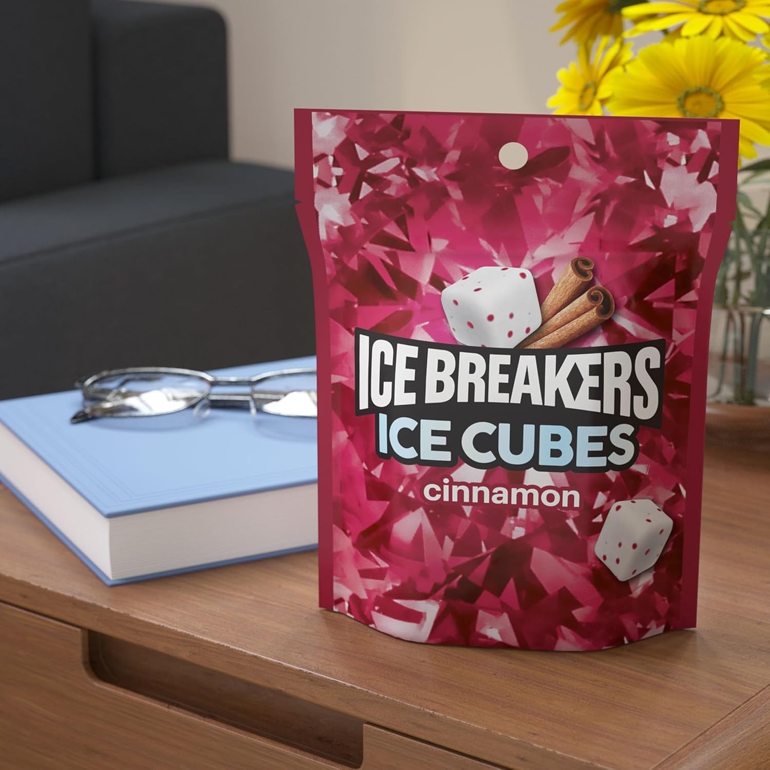 Ice Cubes Cinnamon Sugar Free Chewing Gum Pouch, 8.11 oz 100 Pieces
