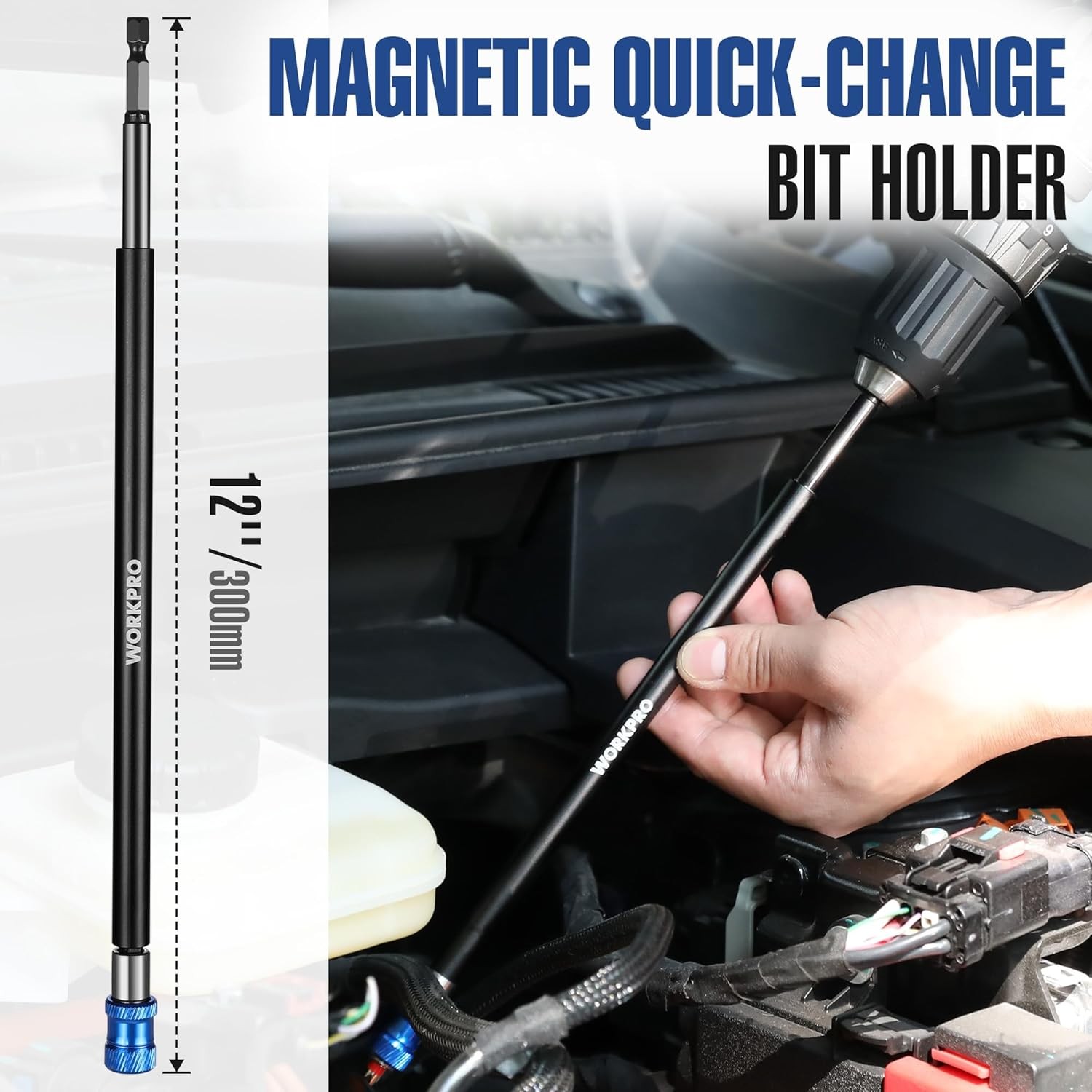 WORKPRO 12″ Magnetic Drill Bit Extension 1/4″ Quick Release Bit Holder for Drill
