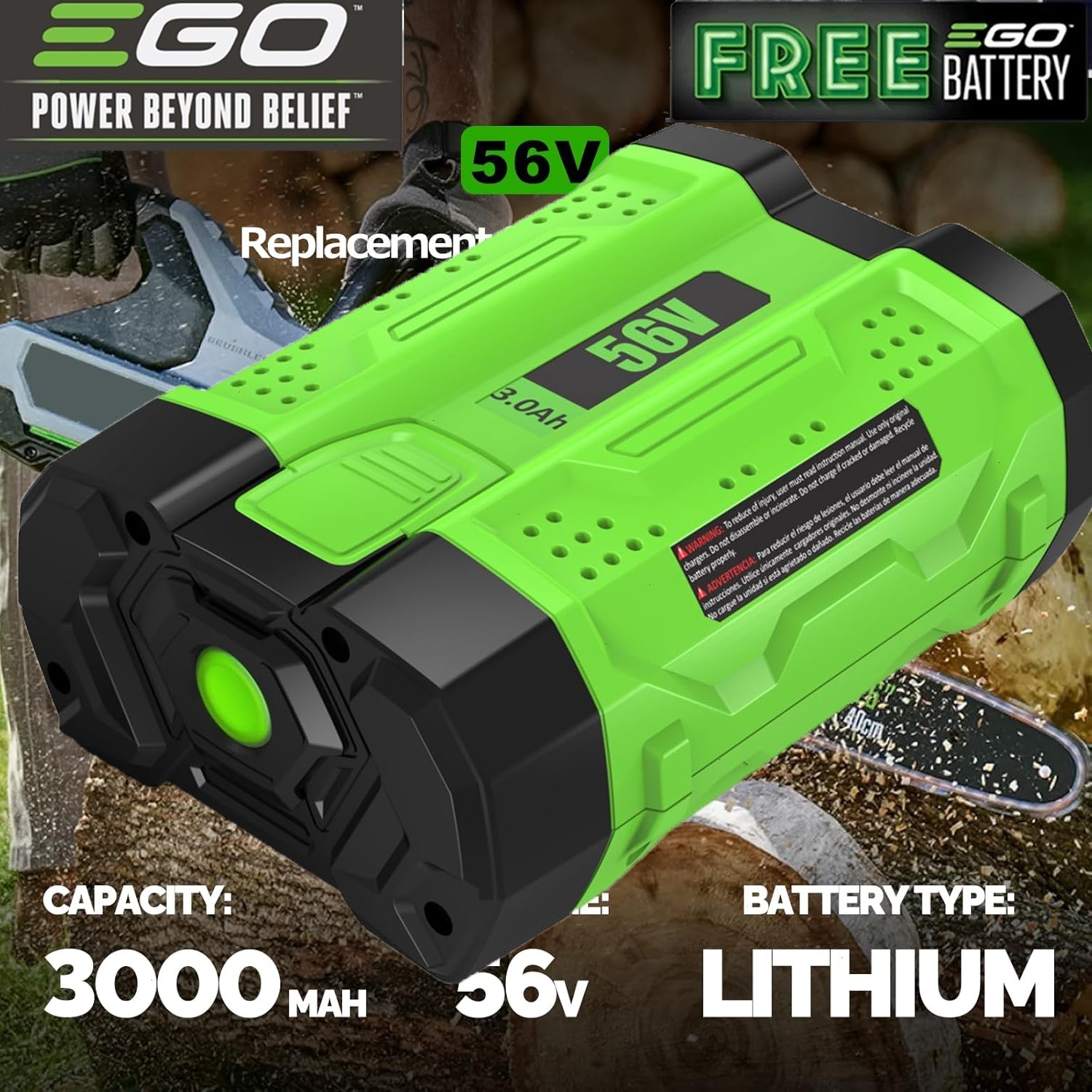 upgrade For EGO POWER+ BA1400T 56V 2.5 AH Battery w/ Fuel Gauge 56 Volt Power+