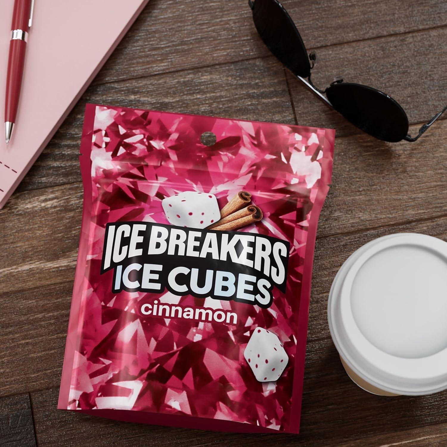 Ice Cubes Cinnamon Sugar Free Chewing Gum Pouch, 8.11 oz 100 Pieces