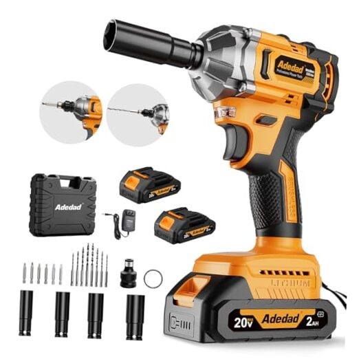 Brushless Impact Wrench 3-in-1 500N.m(369Ft-lbs) Torque 500N.m-2 batteries
