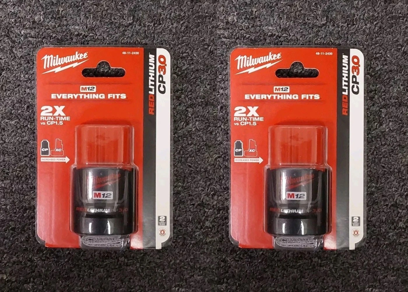 NEW Authentic Milwaukee M12 XC3.0 3.0 Ah X2 Batteries 2-Pack 48-11-2430 Lithium