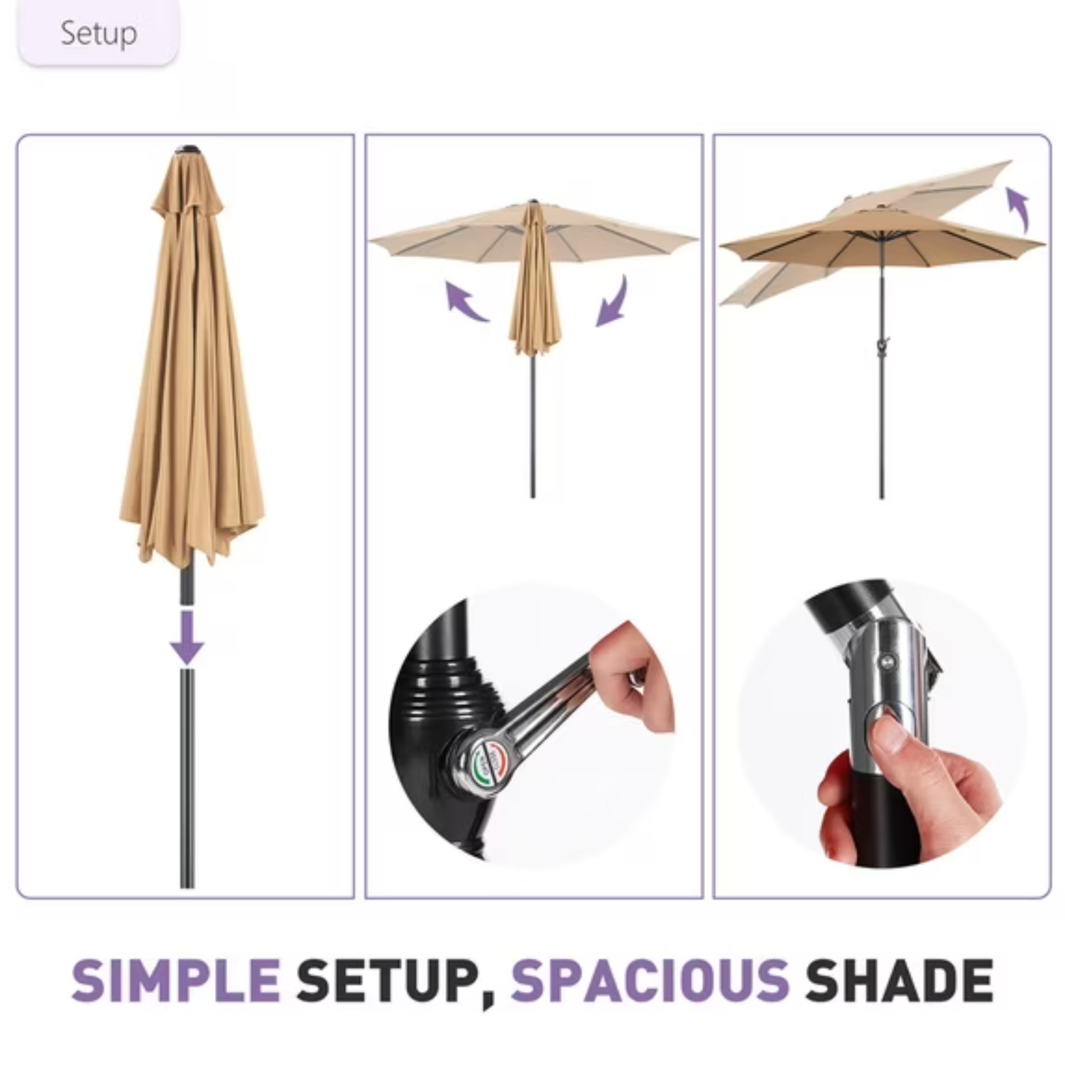 Gianna 9FT Outdoor Patio Umbrella Push Button Tilt Crank UV Waterproof