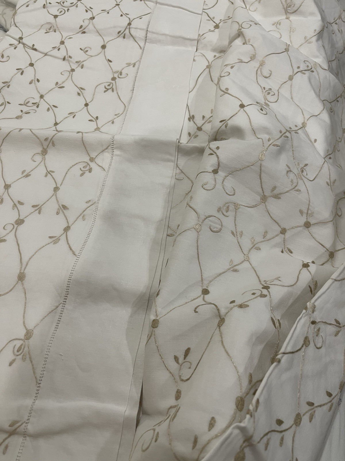 NWT Vietnam 3pc Full Duvet Set 100% Cotton White Embroidery 78”x78”