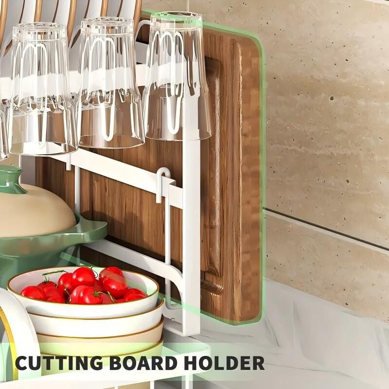 2-Tier Over Sink Dish Drying Rack Stainless Steel Kitchen Shelf Cutlery Drainer