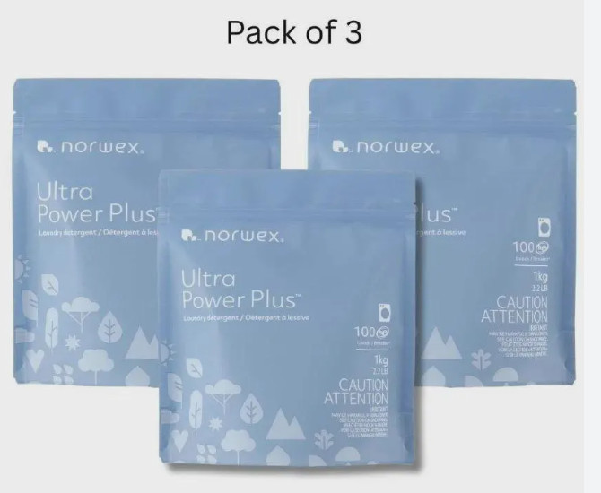 Norwex Ultra Power Plus Laundry Detergent, Pack of 3 – 2.2lb/ea Free Shipping