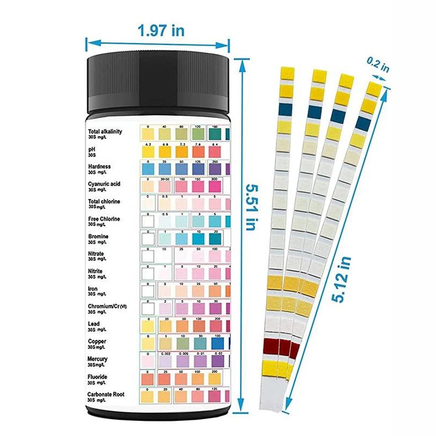 16 in 1 Water Test Kit Strips 100 Count Home Drinking Tap Water Quality Test US