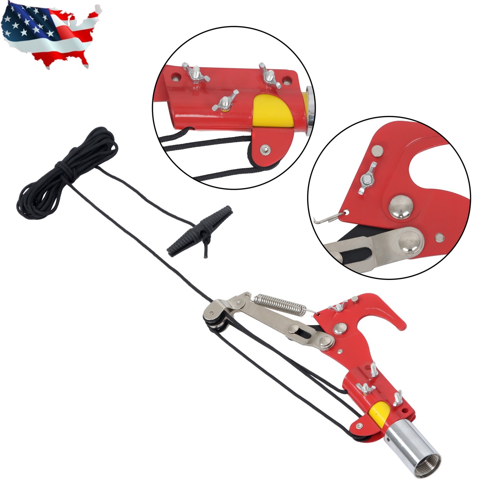 Yellow Pole Saws for Tree Trimming 7.3-27 FT Manual Pole Saw Extendable Tree