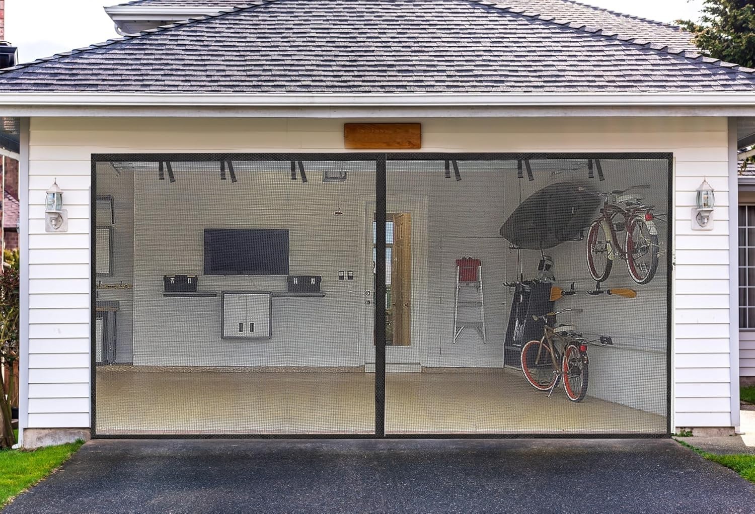 Hands-Free Magnetic Garage Screen Door – 16x7FT Fiberglass for Easy Access