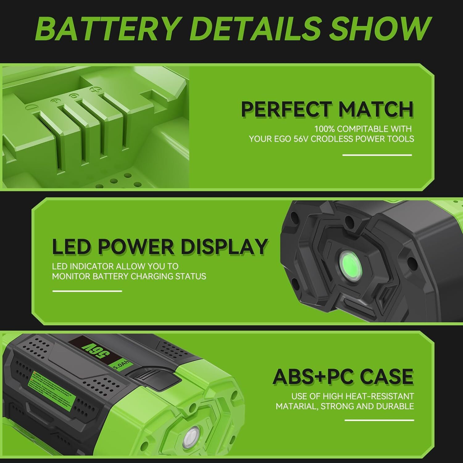 1-2PACK 5.0AH Battery For EGO 56V 56Volt BA1400 POWER Lithium Ion BA2240 BA2800T