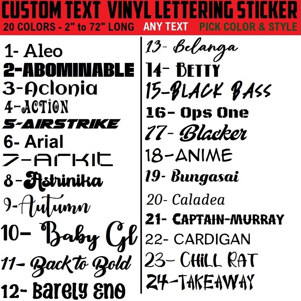 Custom Text Vinyl Lettering Sticker Decal Personalized -ANY TEXT – ANY NAME – [2