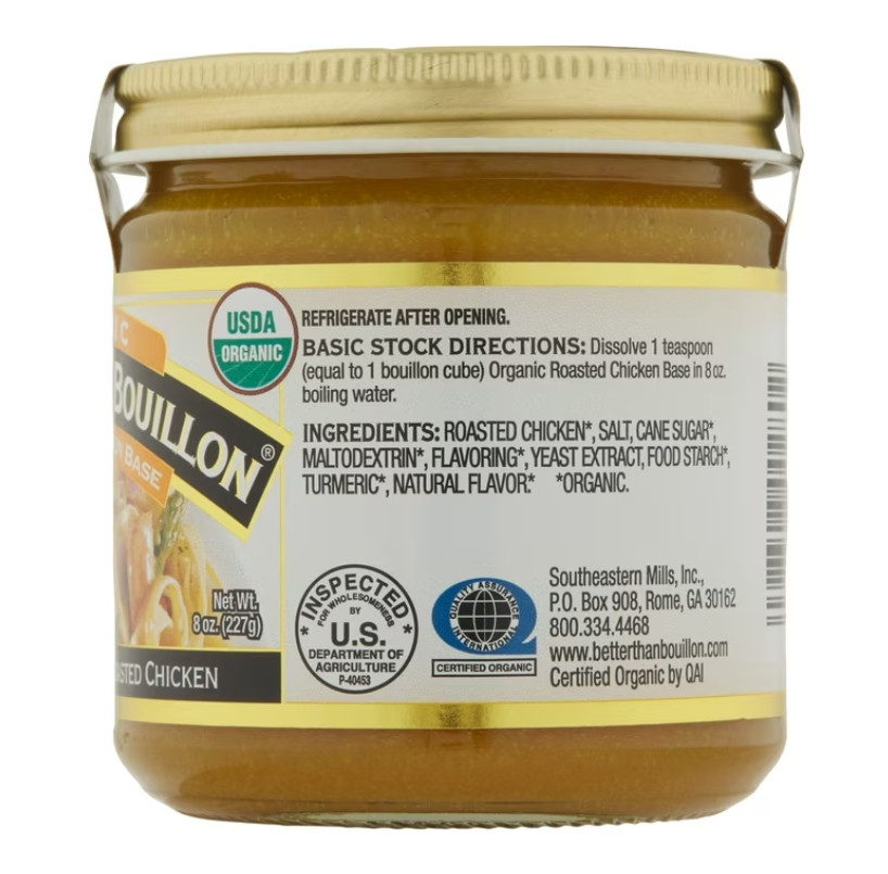 Better Than Bouillon Organic Roasted Chicken Base,Shelf-Stable,8 oz Jar (2 PACK)
