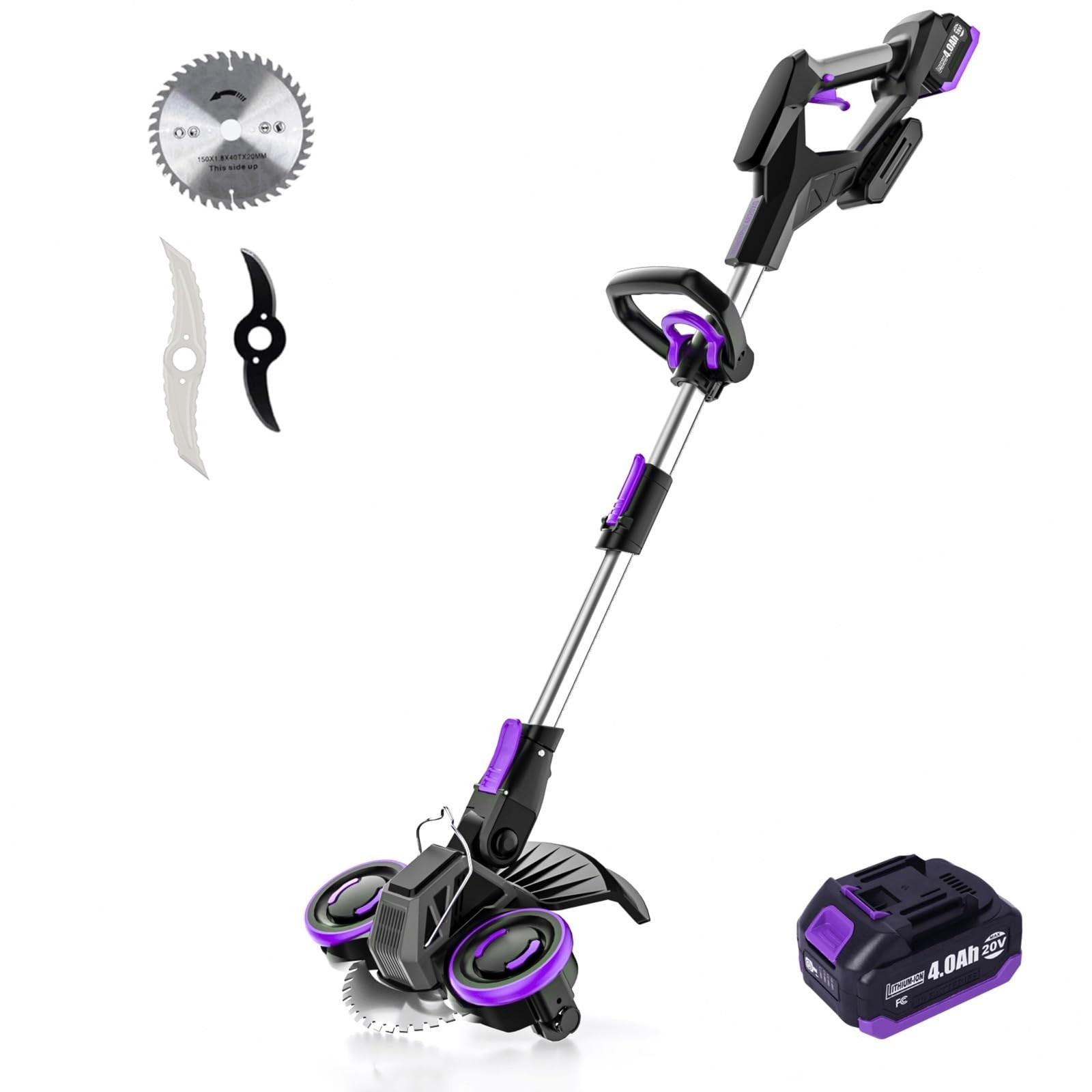 Cordless Weed Wacker, GearBrushless Motor, 20V 5.2Ah Battery Powered, 3 in 1 …
